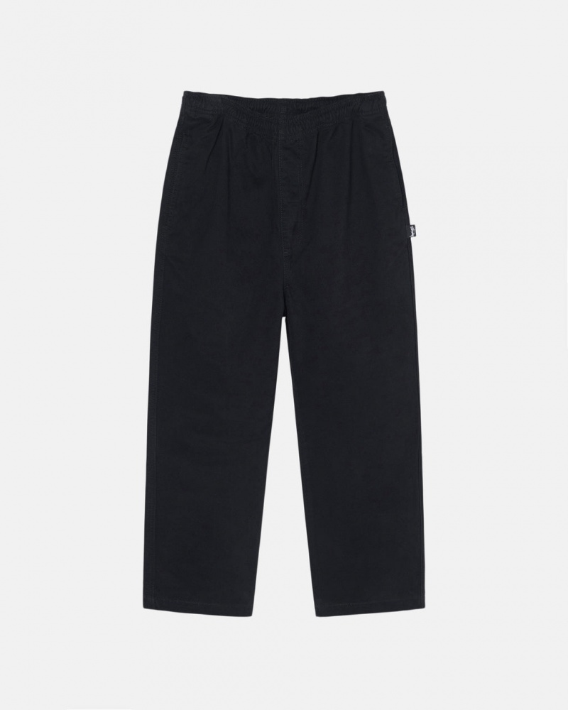 Black Men\'s Stussy Beach Pant Brushed Cotton Pants KSA | POG-9117