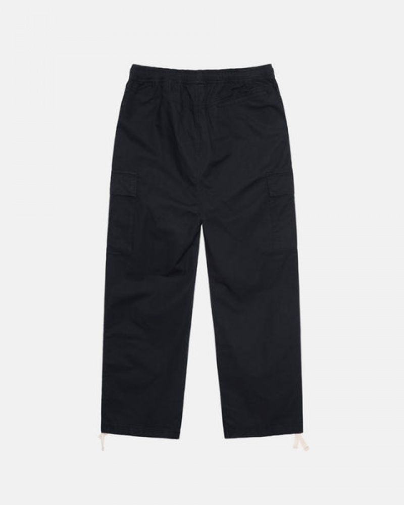 Black Men's Stussy Beach Pant Ripstop Cargo Pants KSA | SXX-3300