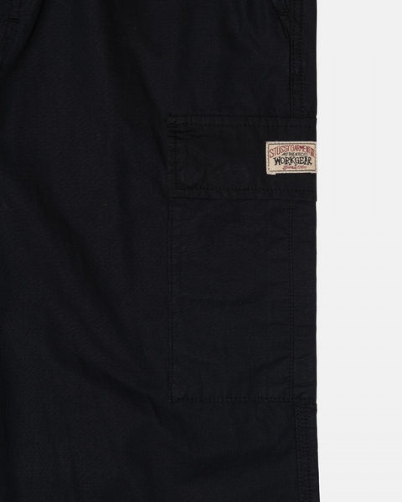 Black Men's Stussy Beach Pant Ripstop Cargo Pants KSA | SXX-3300