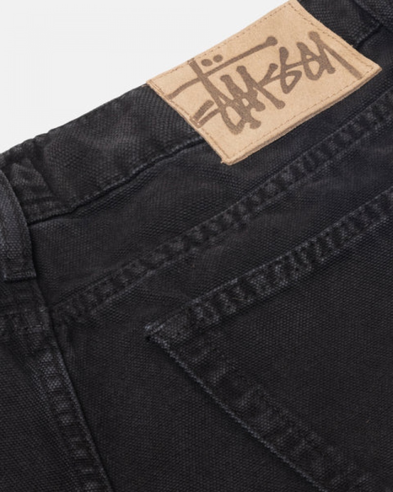 Black Men's Stussy Big Ol' Jean Washed Canvas Pants KSA | DFH-9160