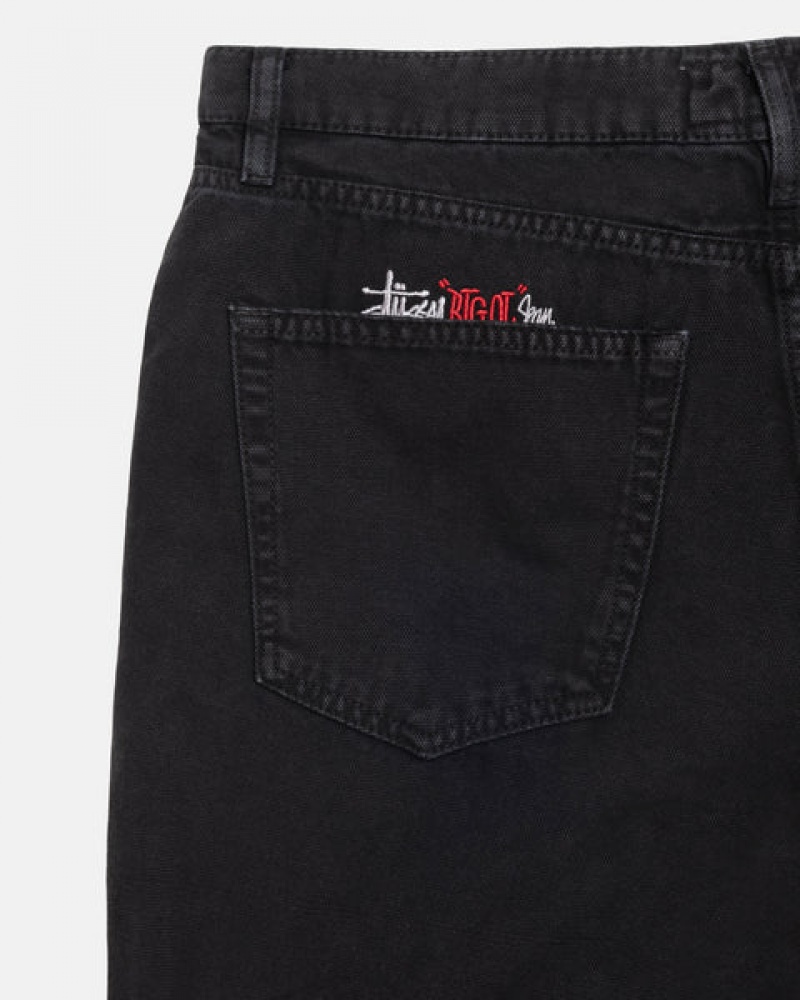 Black Men's Stussy Big Ol' Jean Washed Canvas Pants KSA | DFH-9160