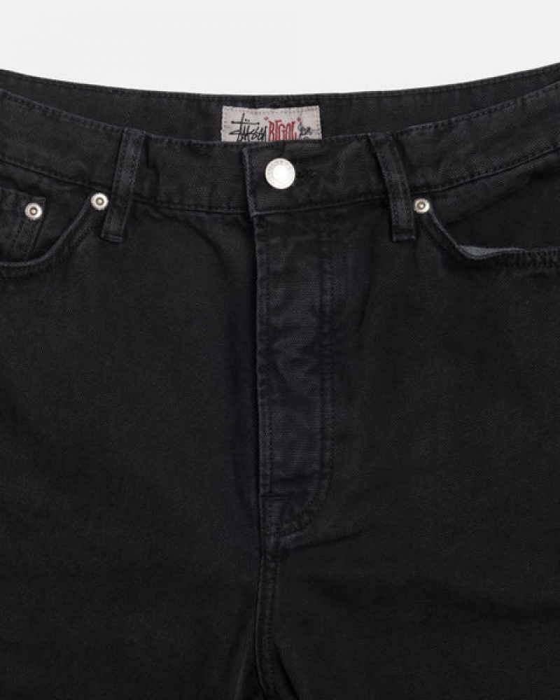 Black Men's Stussy Big Ol' Jean Washed Canvas Pants KSA | DFH-9160