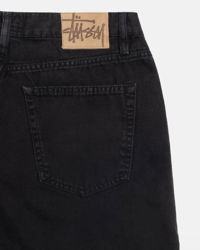 Black Men's Stussy Big Ol' Jean Washed Canvas Pants KSA | DFH-9160