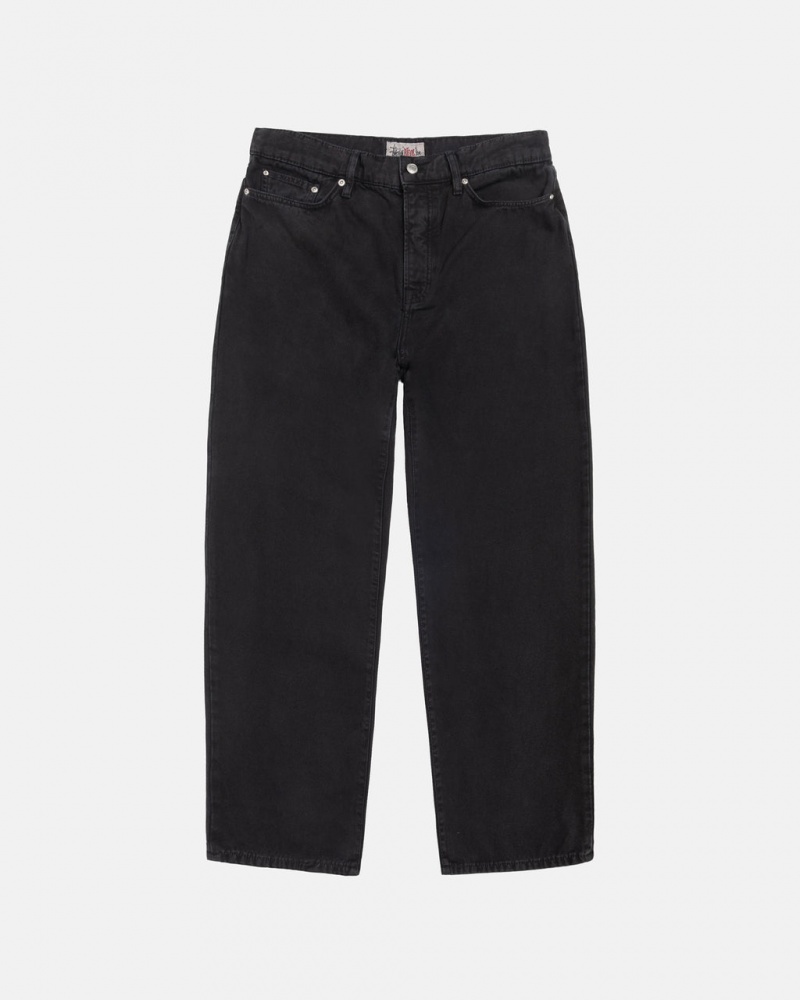 Black Men\'s Stussy Big Ol\' Jean Washed Canvas Pants KSA | DFH-9160