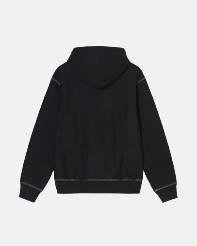 Black Men's Stussy Contrast Stitch Label Hoodie KSA | ABV-9392