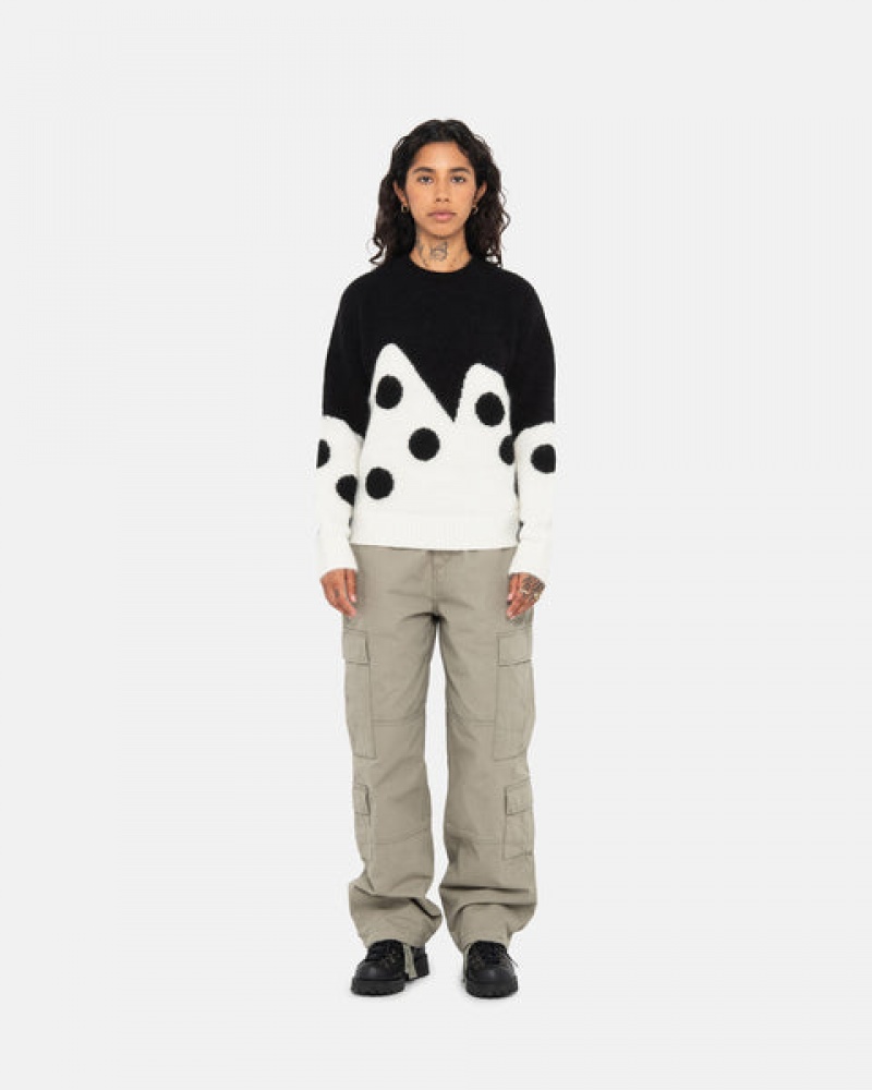 Black Men's Stussy Dice Fuzzy Crew Sweaters KSA | RDD-6572