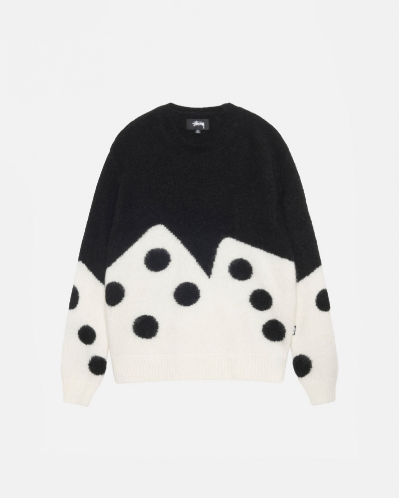 Black Men\'s Stussy Dice Fuzzy Crew Sweaters KSA | RDD-6572