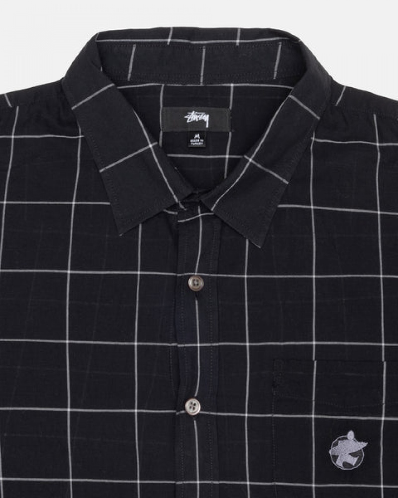 Black Men's Stussy Light Weight Classic Shirts KSA | UHX-1922