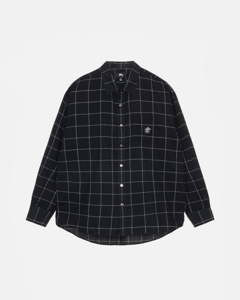 Black Men\'s Stussy Light Weight Classic Shirts KSA | UHX-1922