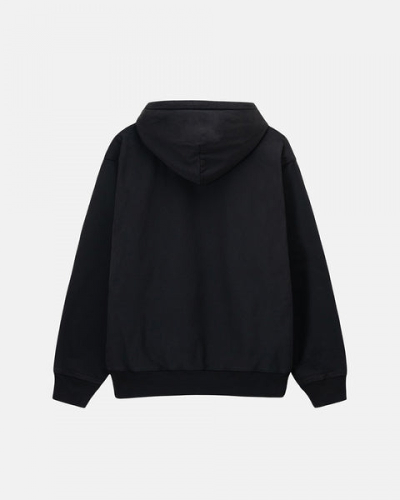 Black Men's Stussy Overdyed Stock Logo Hoodie KSA | NVE-3809