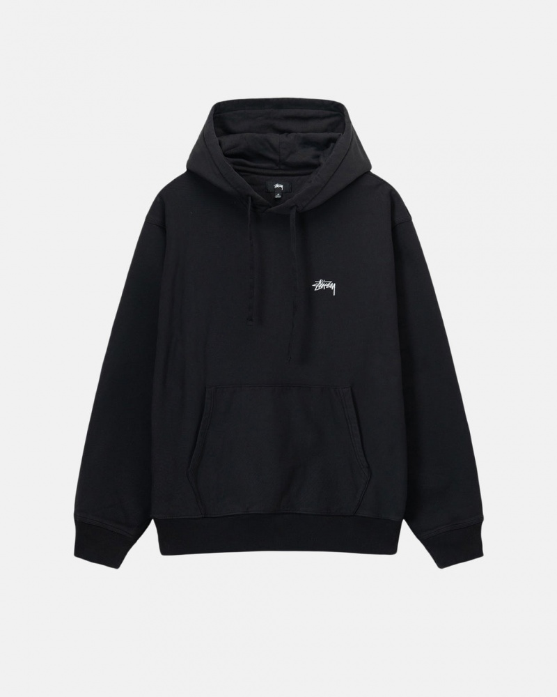 Black Men\'s Stussy Overdyed Stock Logo Hoodie KSA | NVE-3809