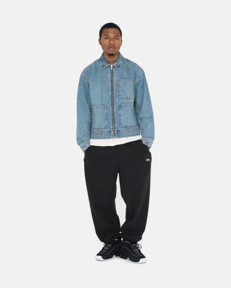 Black Men's Stussy Overdyed Stock Logo Sweatpants KSA | AJH-8995