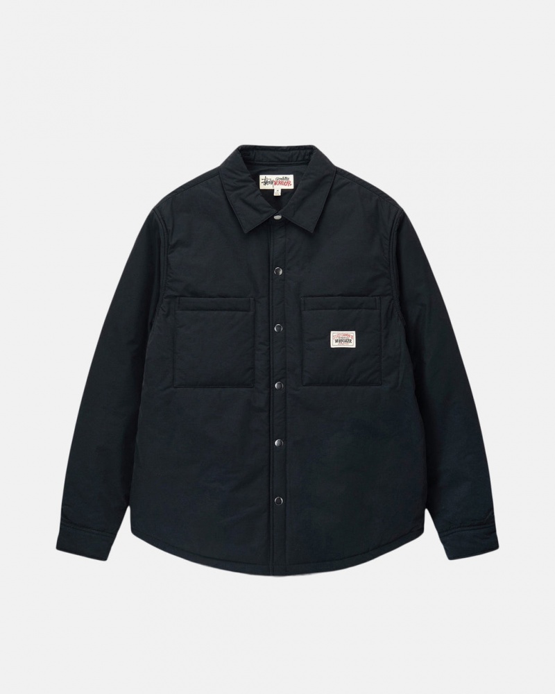 Black Men\'s Stussy Padded Tech Over Shirt Jackets KSA | XSZ-8940