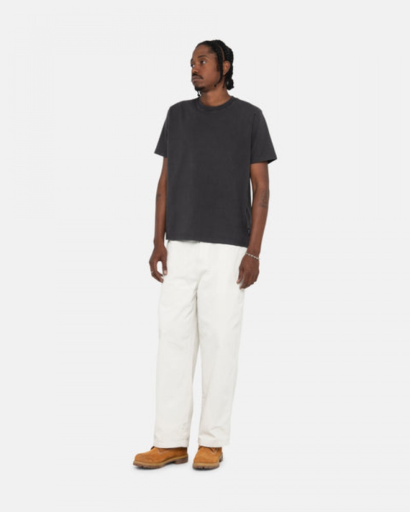 Black Men's Stussy Pigment Dyed Crew Tops KSA | TAN-5062