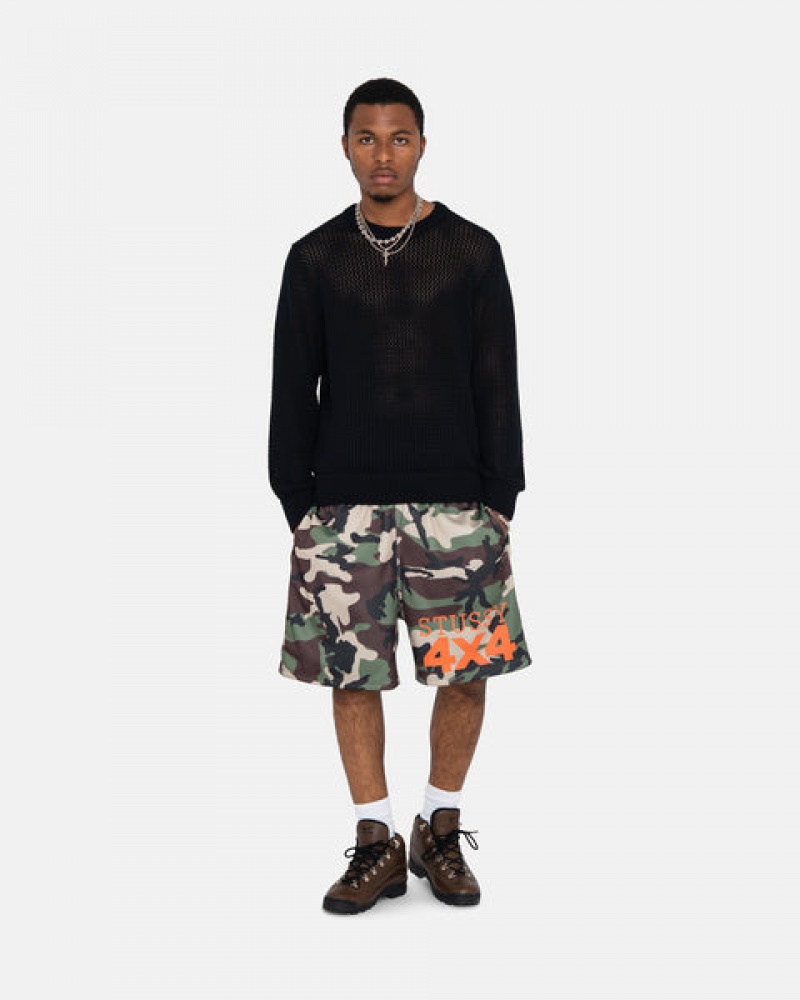 Black Men's Stussy Pigment Dyed Loose Gauge Knit Sweaters KSA | VOG-8496