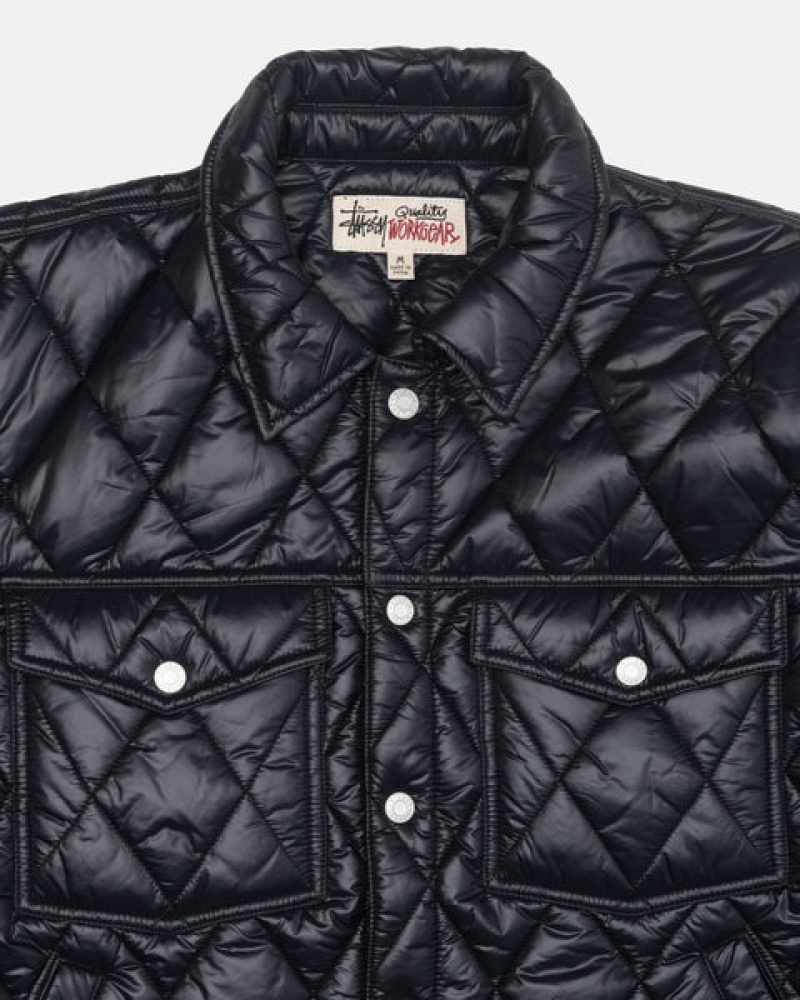 Black Men's Stussy Ranch Jacket Quilted Nylon Jackets KSA | JSZ-2010