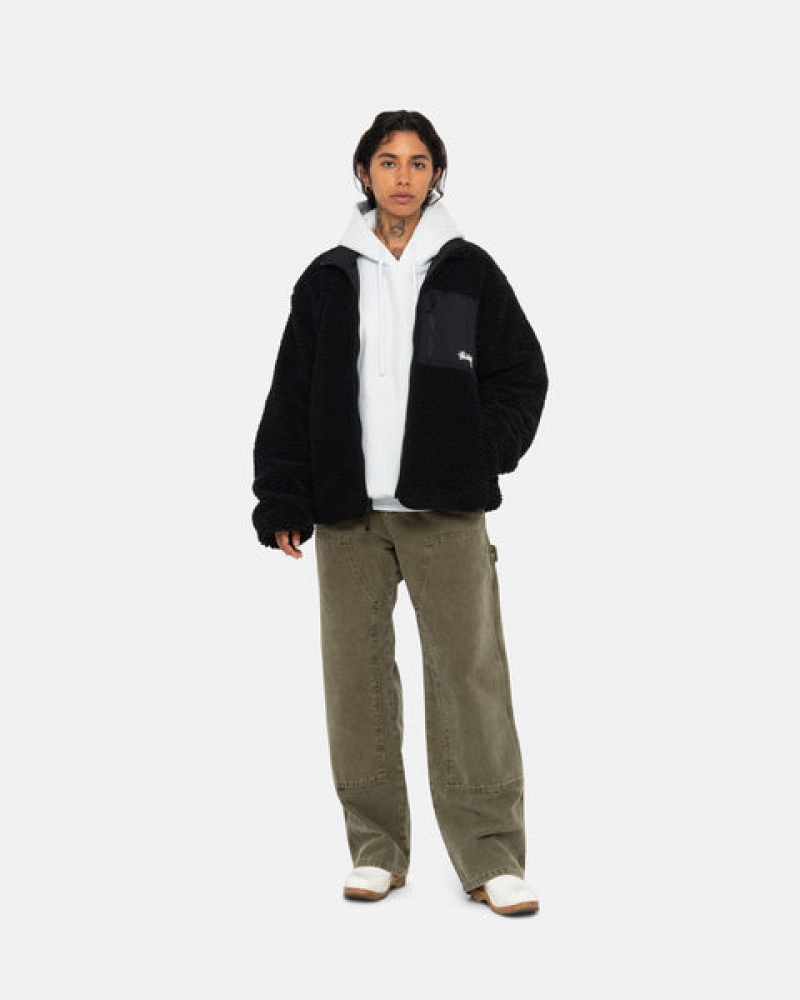 Black Men's Stussy Sherpa Reversible Jackets KSA | CSF-8670