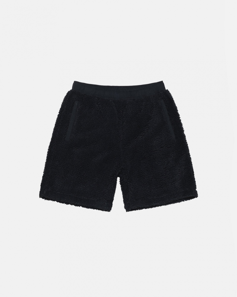 Black Men\'s Stussy Sherpa Shorts KSA | VQN-7496