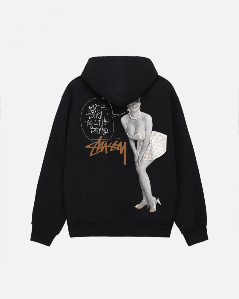 Black Men\'s Stussy Skate Tough Hoodie KSA | ORX-8156