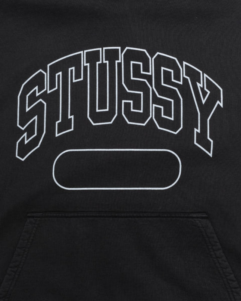 Black Men's Stussy Ss Boxy Cropped Hoodie KSA | XTF-7702