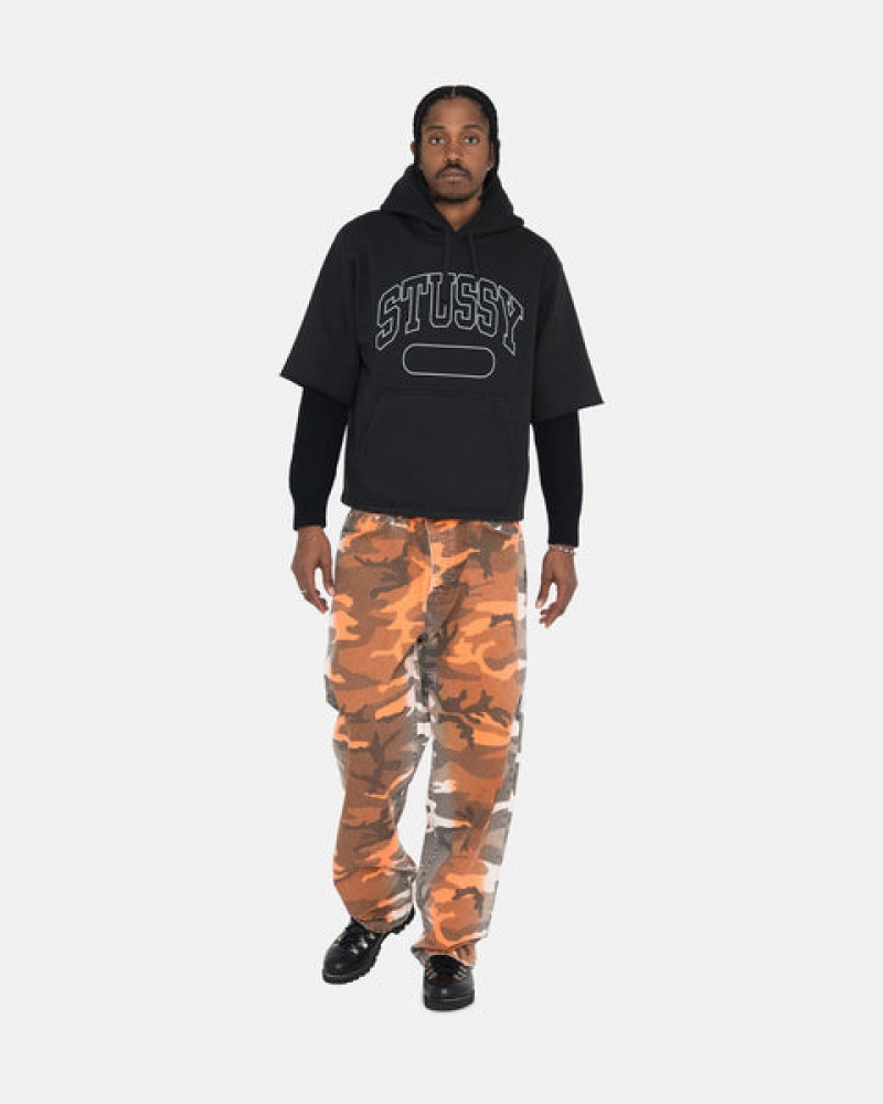 Black Men's Stussy Ss Boxy Cropped Hoodie KSA | XTF-7702