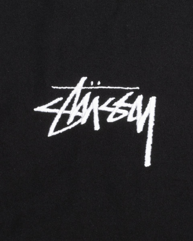 Black Men's Stussy Stock Logo Applique Hoodie KSA | XUP-0040