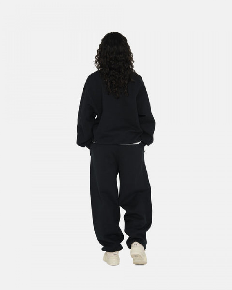 Black Men's Stussy Stone Wash Fleece Pant Sweatpants KSA | PBA-6977