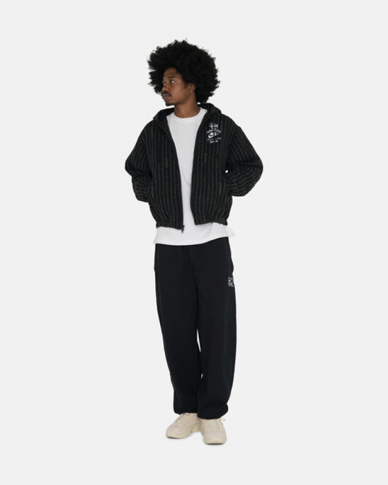 Black Men's Stussy Stone Wash Fleece Pant Sweatpants KSA | PBA-6977