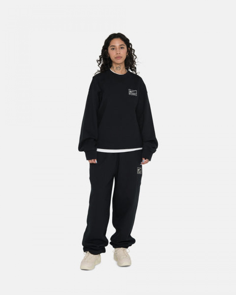 Black Men's Stussy Stone Wash Fleece Pant Sweatpants KSA | PBA-6977