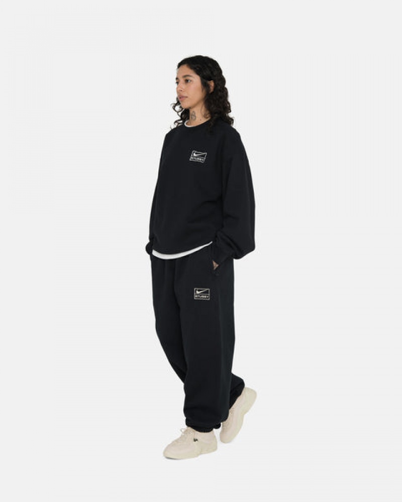 Black Men's Stussy Stone Wash Fleece Pant Sweatpants KSA | PBA-6977