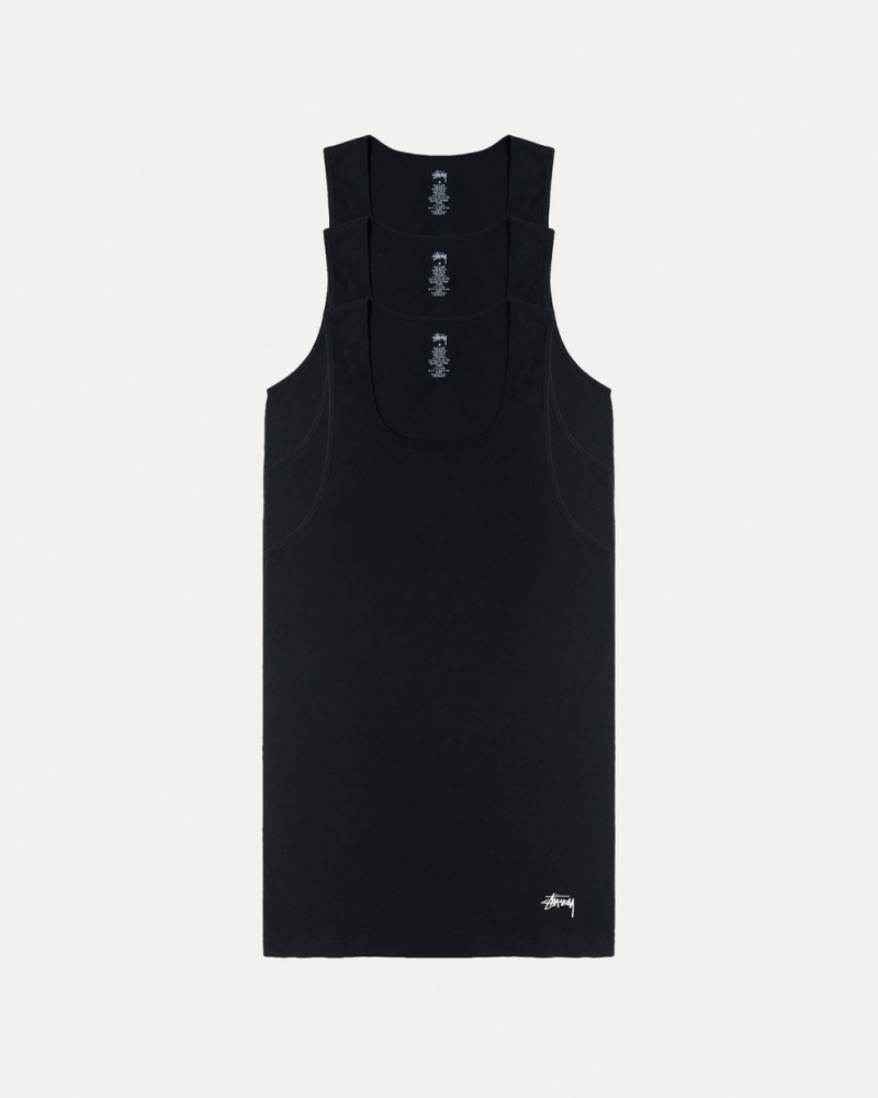 Black Men\'s Stussy Stussy Tank Undershirt Shirts KSA | TZB-2196