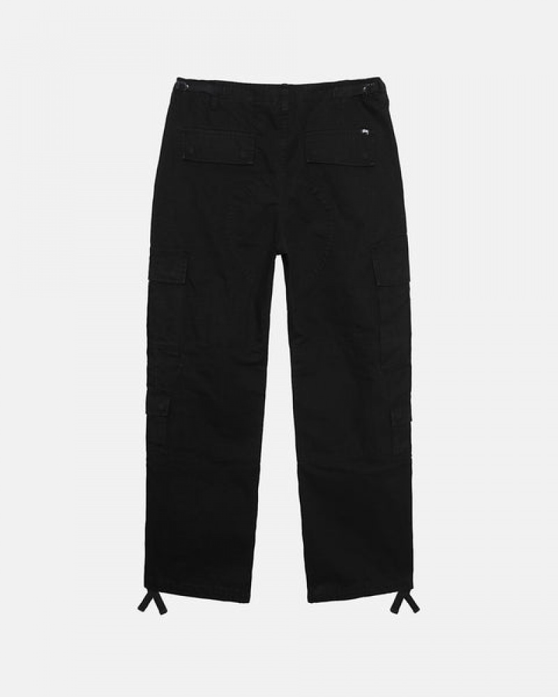 Black Men's Stussy Surplus Cargo Ripstop Pants KSA | ZPQ-3337