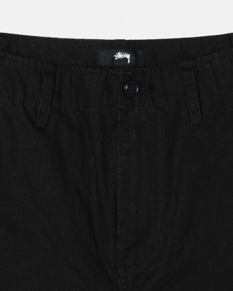 Black Men's Stussy Surplus Cargo Ripstop Pants KSA | ZPQ-3337