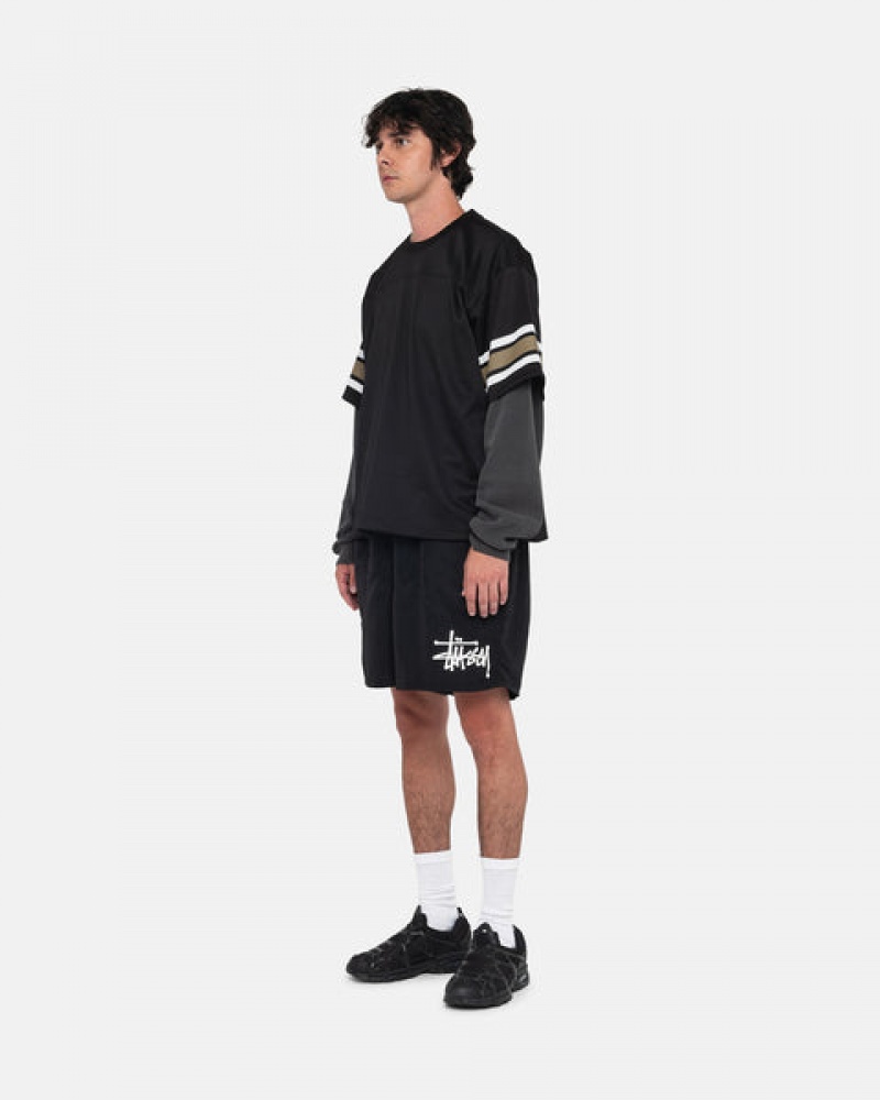 Black Men's Stussy Water Short Big Basic Shorts KSA | TXW-8974