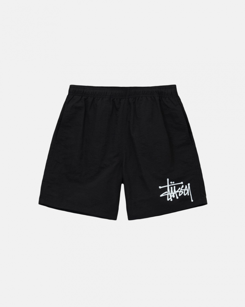 Black Men\'s Stussy Water Short Big Basic Shorts KSA | TXW-8974