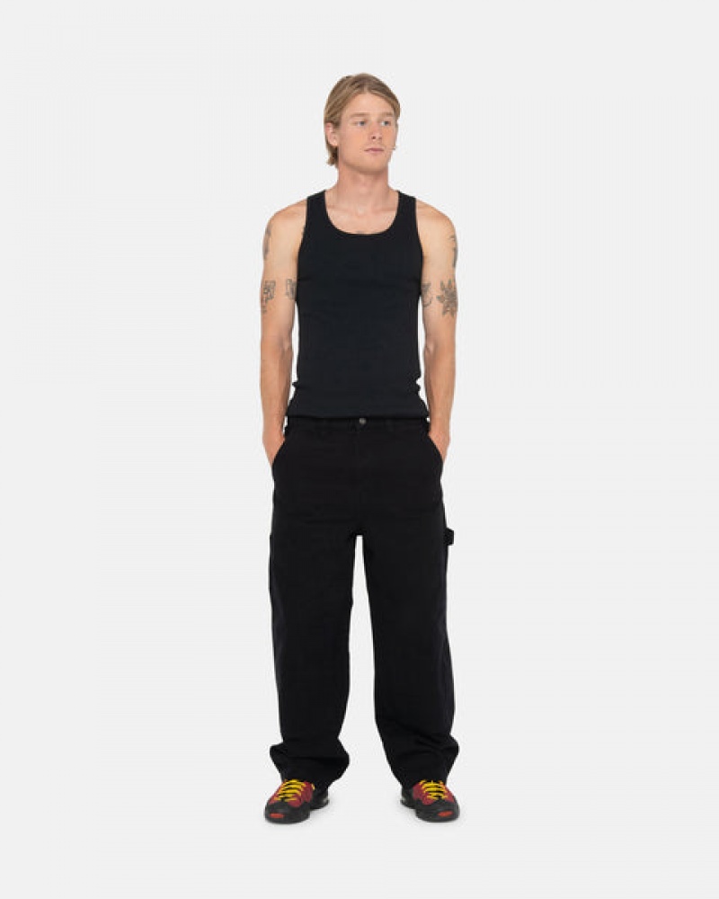 Black Men's Stussy Work Pant Canvas Pants KSA | QXE-5070