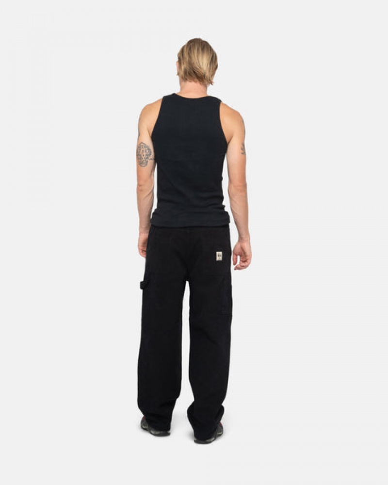 Black Men's Stussy Work Pant Canvas Pants KSA | QXE-5070