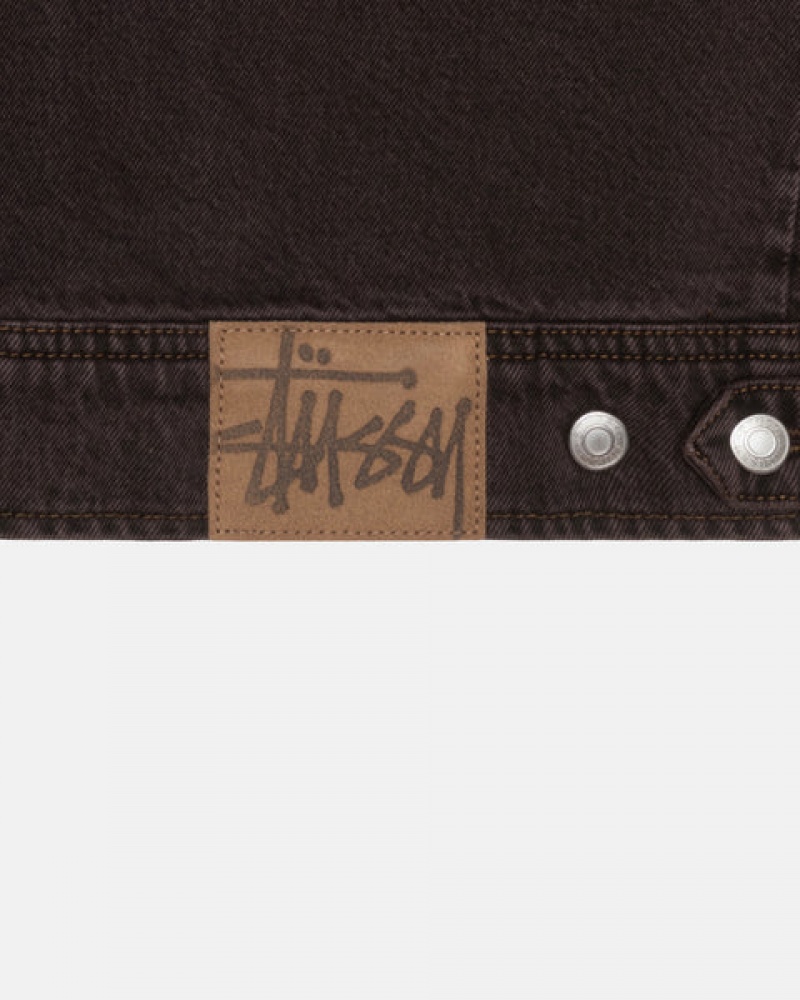 Black Men's Stussy Zip Work Jacket Denim Jackets KSA | UYS-6580