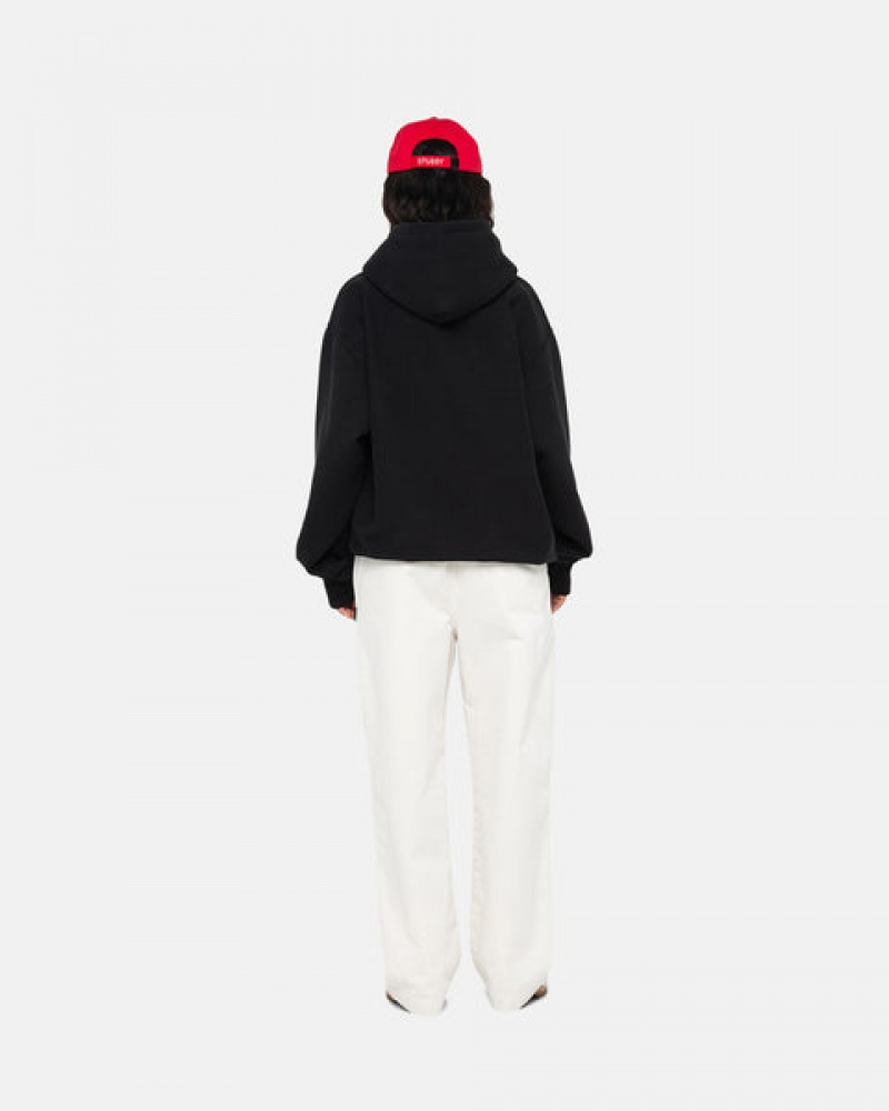 Black Women's Stussy Basic Applique Hoodie KSA | LGU-7277