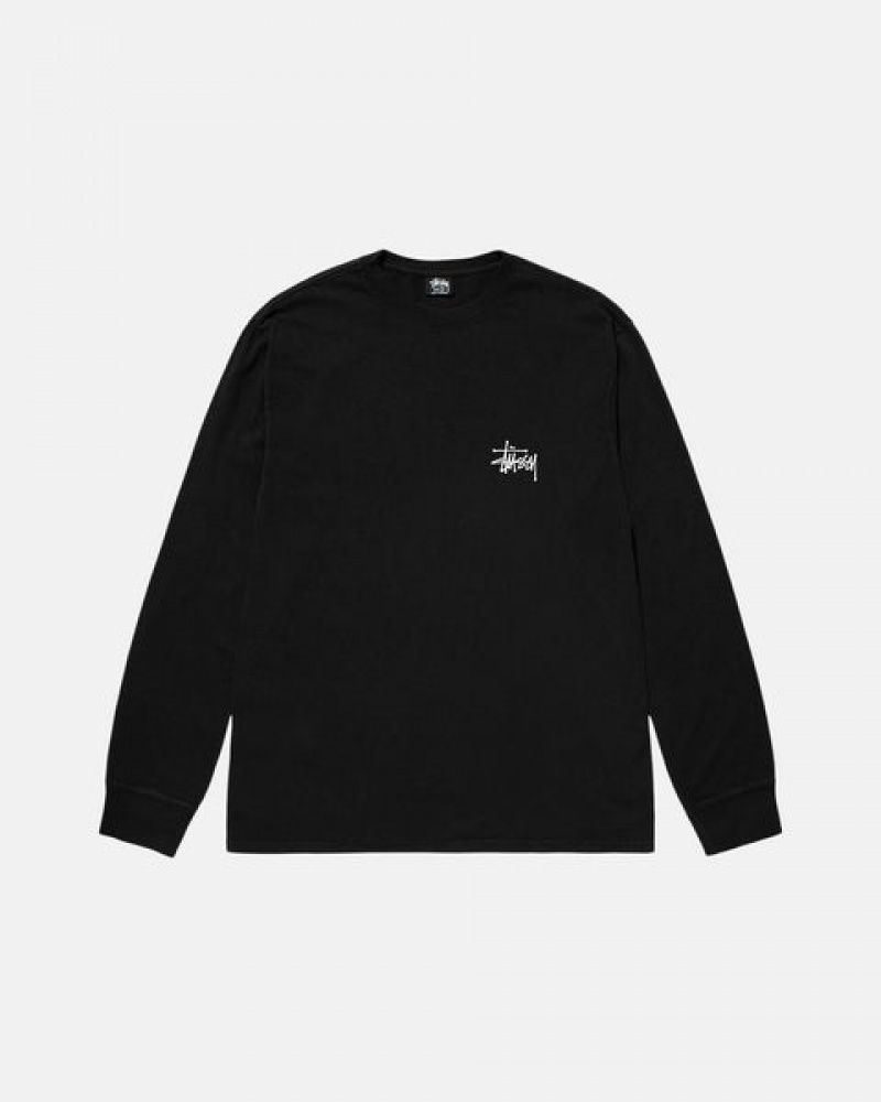 Black Women's Stussy Basic Stüssy Pigment Dyed Ls Tees KSA | SSI-3081