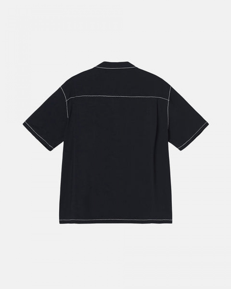 Black Women's Stussy Contrast Pick Stitched Shirts KSA | ORZ-7425