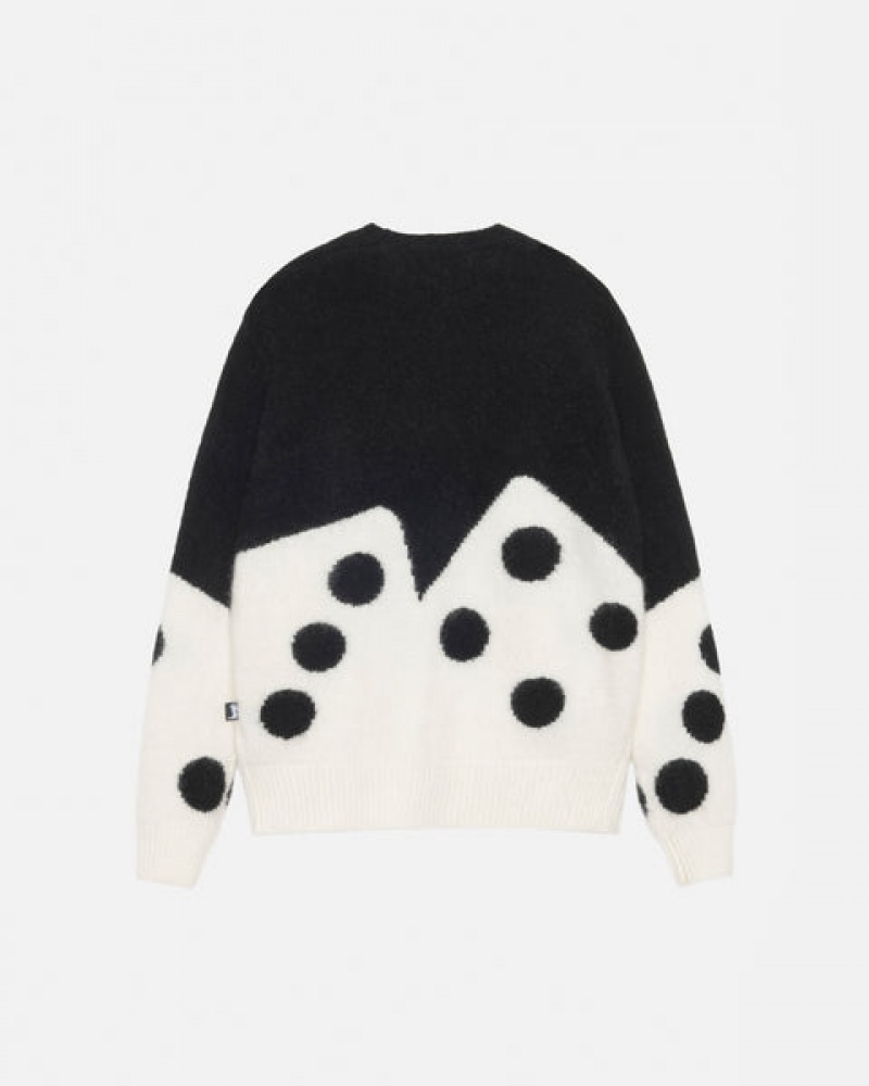 Black Women's Stussy Dice Fuzzy Crew Sweaters KSA | PCH-5444