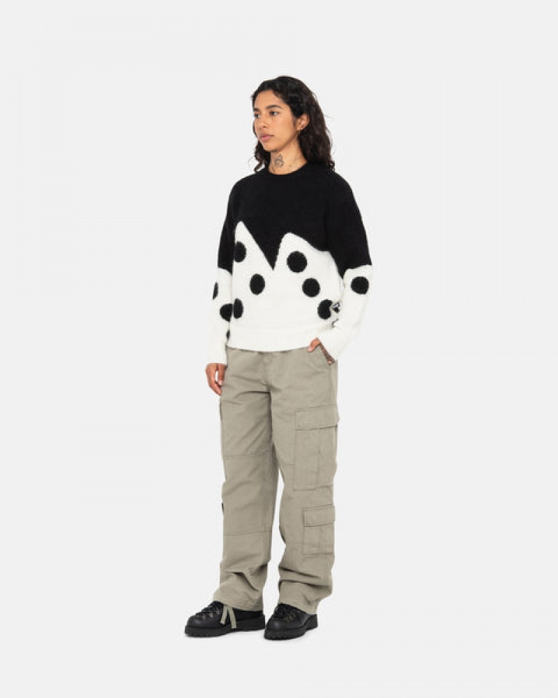 Black Women's Stussy Dice Fuzzy Crew Sweaters KSA | PCH-5444