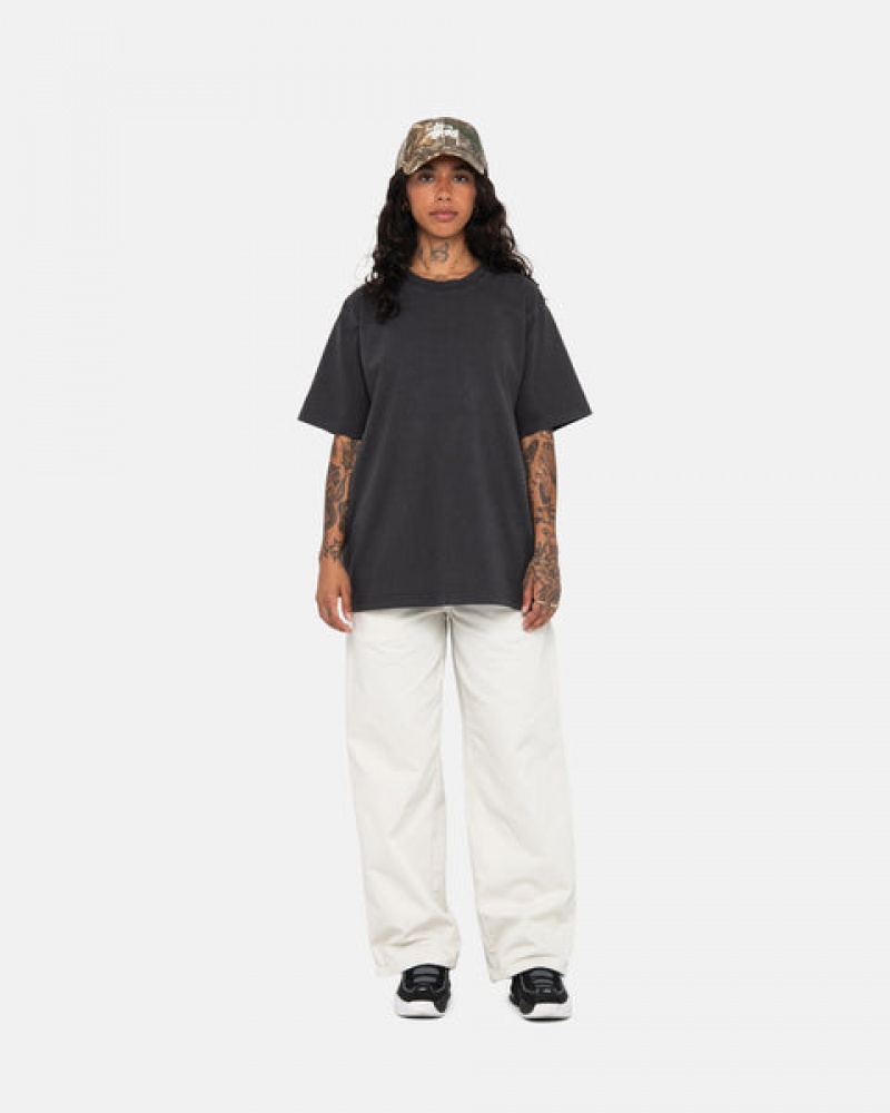 Black Women's Stussy Pigment Dyed Crew Tees KSA | AGD-5885