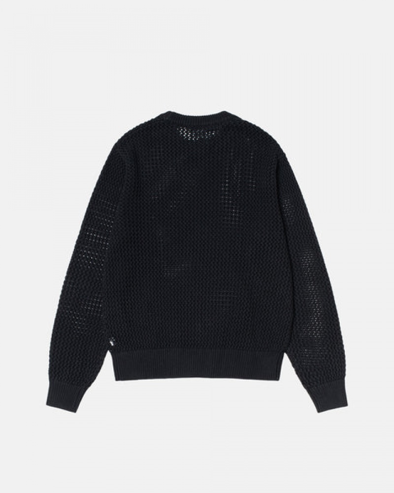 Black Women's Stussy Pigment Dyed Loose Gauge Knit Sweaters KSA | WOM-7410