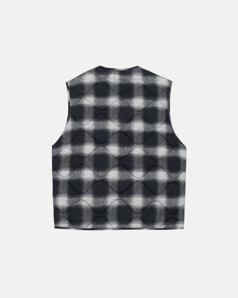 Black Women's Stussy Plaid Nylon Liner Vest KSA | ERU-4174