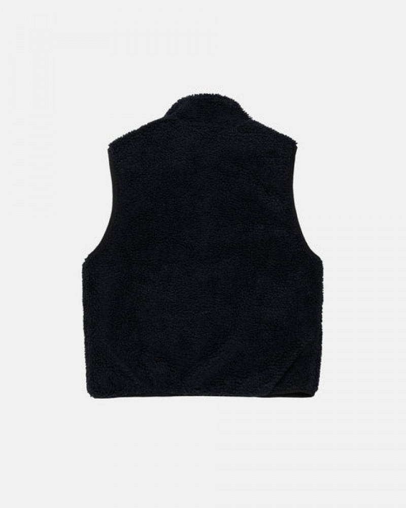 Black Women's Stussy Sherpa Reversible Vest KSA | RZY-1495