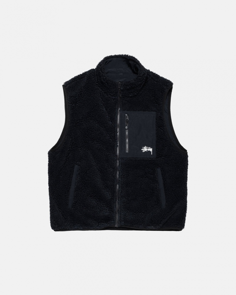 Black Women\'s Stussy Sherpa Reversible Vest KSA | RZY-1495