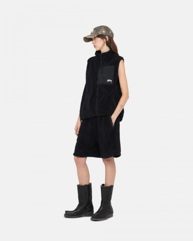 Black Women's Stussy Sherpa Shorts KSA | TCE-9414