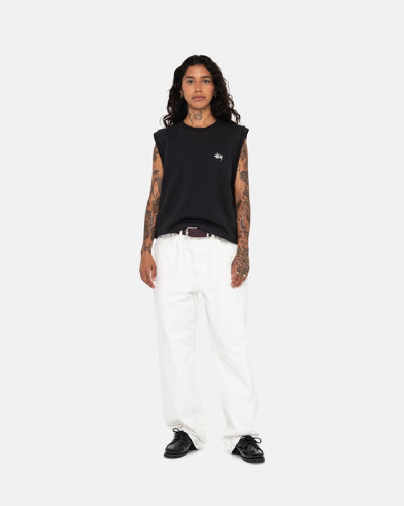 Black Women's Stussy Stock Fleece Vest Sweatshirts KSA | TEG-0735